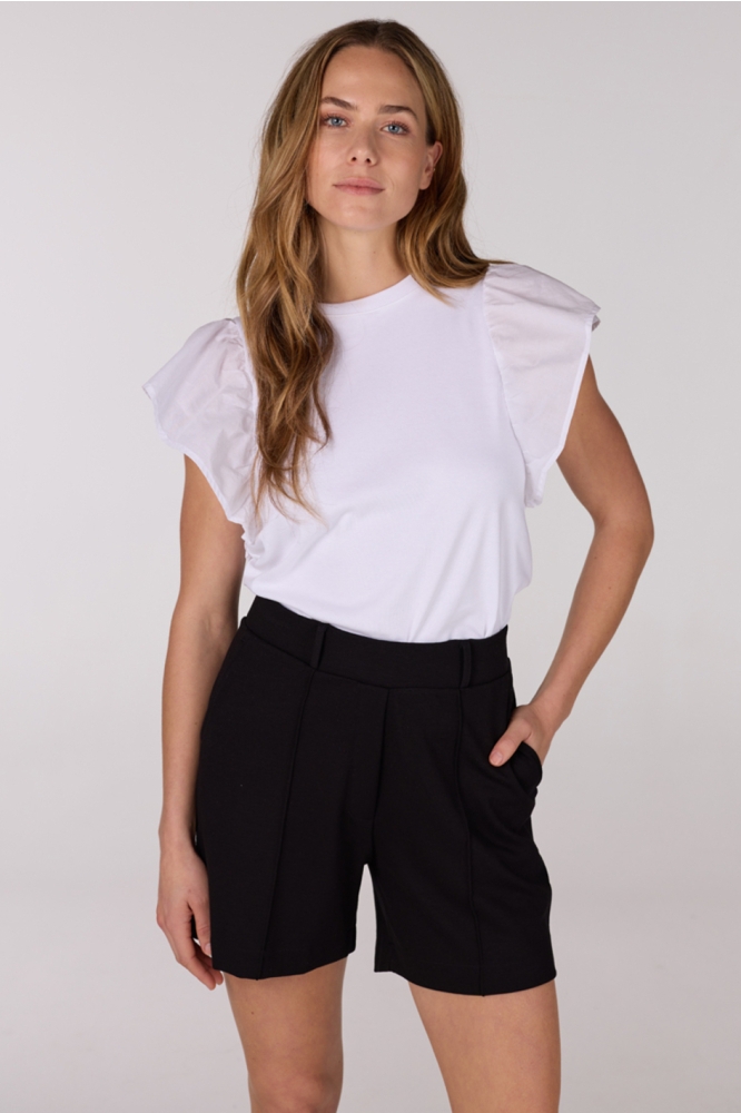 FELIPA HS25 SHIRT CO 129 RUFFLED CAP SLEEVE 000000 WIT